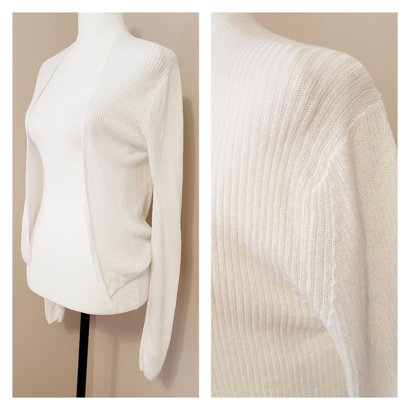 THEORY | LINEN BLEND OPEN FRONT CARDIGAN cream